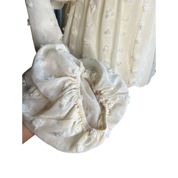 Peach Love California Women's Ivory Textured V-Neck Dress Size M - Picture 7 of 7